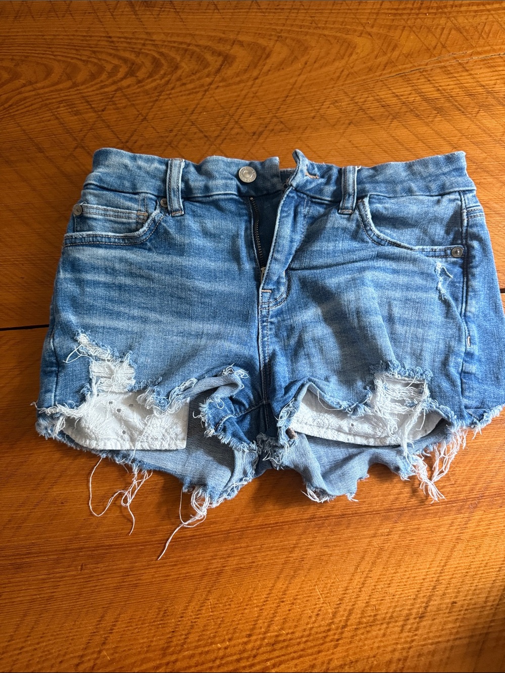American Eagle Outfitters Light Blue Distressed Denim Cutoff Shorts